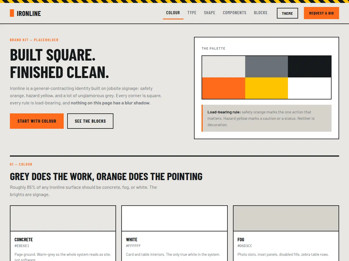 Preview of the Ironline Contractors brand kit